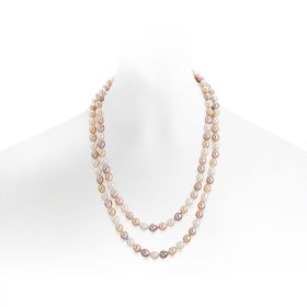 Natural 7-8mm Baroque Multicolor Freshwater Pearl Long Necklace - 46 Inch