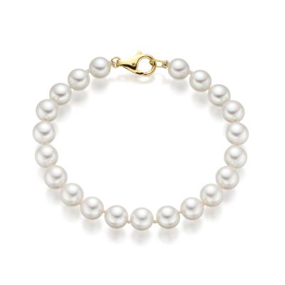 Classic White Japanese Akoya Pearl Bracelet in Gold-ABVAR00350036-1