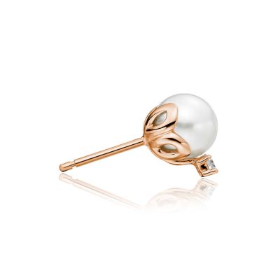 Entwined Akoya Pearl and Diamond Studs in Rose Gold-AEWRRG1181-1