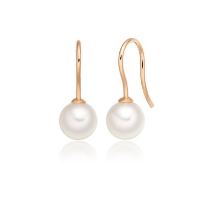 Akoya Pearl Huggie Hook Earrings in Rose Gold-AEWRRG1220-1