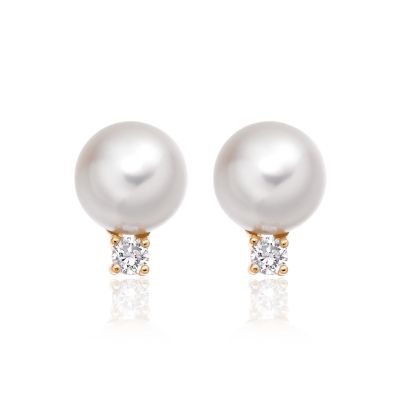 Luxury Akoya Pearl and Diamond Studs in Rose Gold-AEWRRG1307-1
