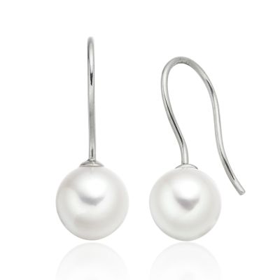 Akoya Pearl Hook Earrings in White Gold