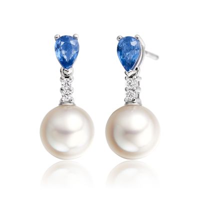 Classic Pear Drop Earrings in Blue Sapphire-1