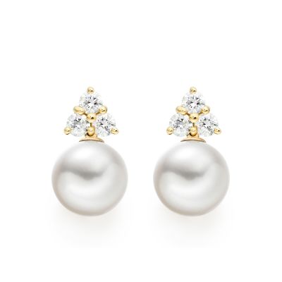 Astral Cluster Studs in Yellow Gold with Akoya Pearls-AEWRYG1338-1