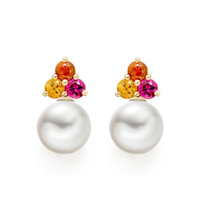 Astral Blaze Studs in Yellow Gold with Akoya Pearls-AEWRYG1339-1