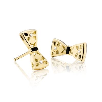 Beau Seed Pearl and Enamel Studs in Yellow Gold-AEWSYG0319-1