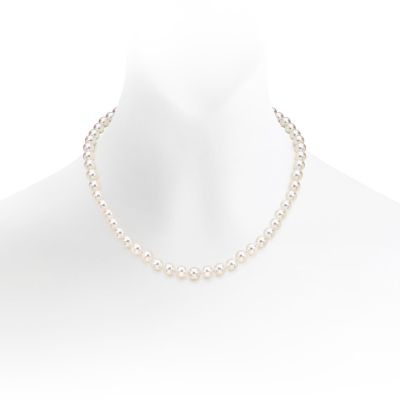 Classic White Japanese Akoya Pearl Necklace in Gold-ANVAR00390040-1