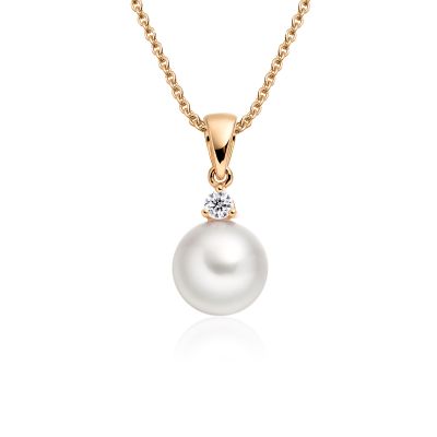 Akoya Pearl and Diamond Pendant with 18ct Rose Gold-1