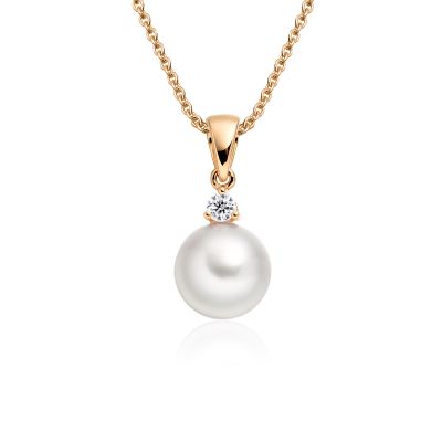 Akoya Pearl and Diamond Pendant with 18ct Rose Gold-1