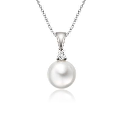 Akoya Pearl and Diamond Pendant with 18ct White Gold-APWRWG0173-1