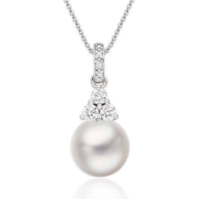 Astral Cluster Akoya Pearl Pendant in White Gold-APWRWG1328-1