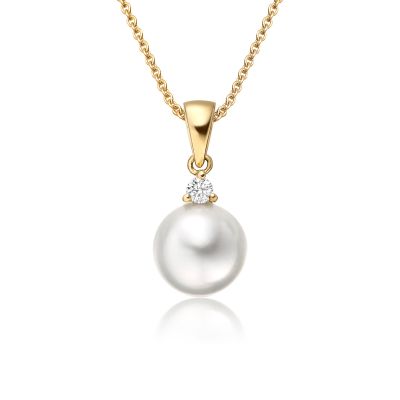 Akoya Pearl and Diamond Pendant with 18ct Yellow Gold-APWRYG0174-1