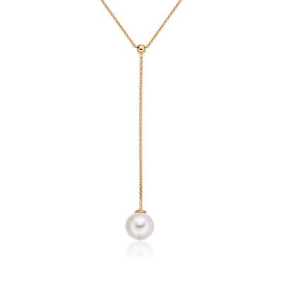 Akoya Pearl Lariat in Yellow Gold-1