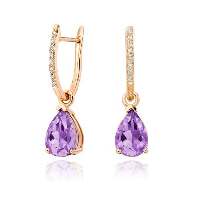 Classic Leverbacks with Mythologie Amethyst Drops in Rose Gold-EAAMRG1113-1