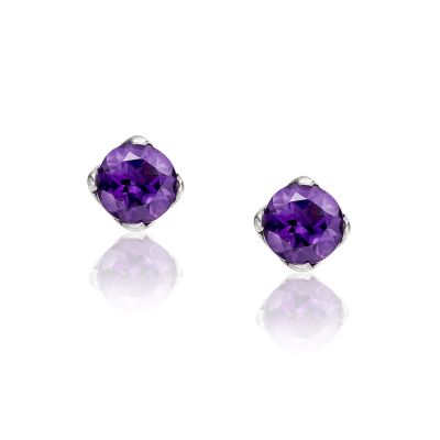 Lief Amethyst Studs in White Gold-EAAMWG0414-1