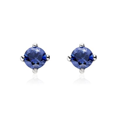 Blue Sapphire Stud Earrings in 18 Carat White Gold-1