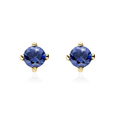 Blue Sapphire Stud Earrings in 18 Carat Yellow Gold-1