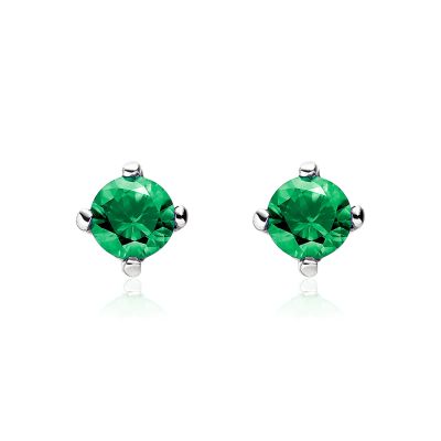 Emerald Stud Earrings in 18 Carat White Gold-1