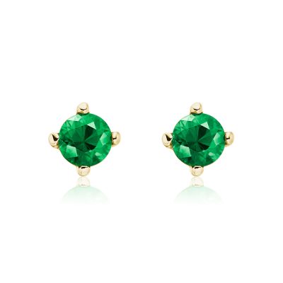 Emerald Stud Earrings in 18 Carat Yellow Gold-1