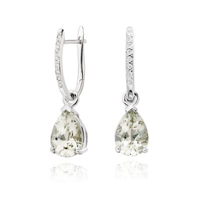 Classic Leverbacks with Mythologie Green Amethyst Drops in White Gold-EAGAWG1107-1