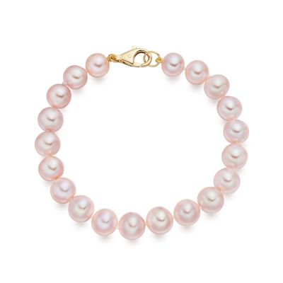 Pink Freshwater Pearl Bracelet with 18ct Gold Clasp-1