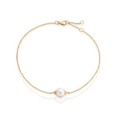 Classic Single Freshwater Pearl Bracelet with Yellow Gold Chain-1