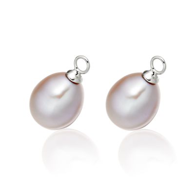 Pair of Pink Freshwater Drop Pearls for White Gold Leverback Earrings - FELPWG0630-1