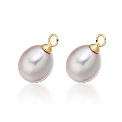 Pair of Pink Freshwater Drop Pearls for Yellow Gold Leverback Earrings - FELPYG0631-1