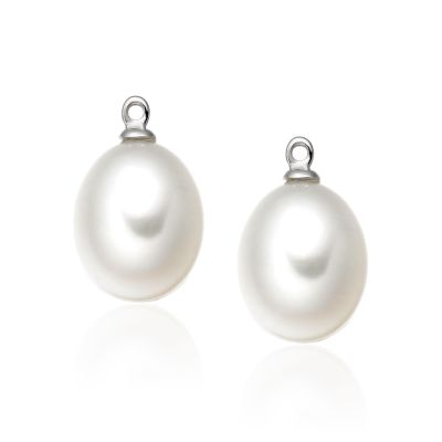 White Freshwater Drop Pearls for White Gold Stud Earrings-FEWDWG0461-1