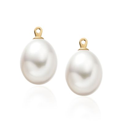 White Freshwater Drop Pearls for Yellow Gold Stud Earring-FEWDYG0473-1