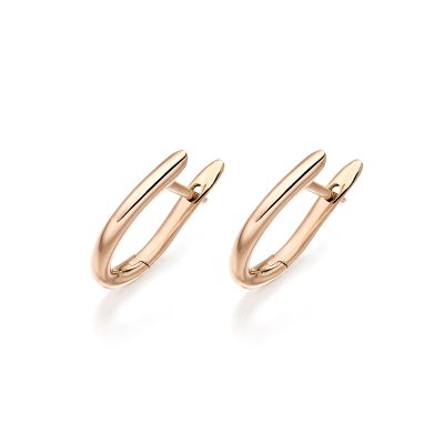 Rose Gold Huggie Leverback Earrings-FILERG1142-1