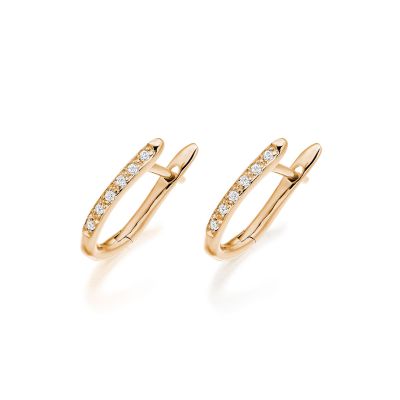 Rose Gold Diamond Huggie Leverback Earrings-FILERG1212-1