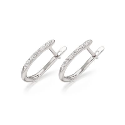 18 carat White Gold Diamond Leverback Earrings-1