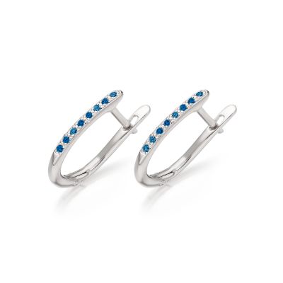 Blue Diamond Leverback Earrings in White Gold - FILEWG1094-1