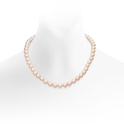 Pink Freshwater Pearl Necklace with 18ct Gold Clasp-FNVAR01050458-1