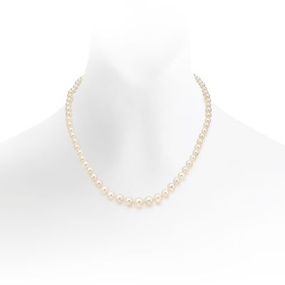 Graduated White Freshwater Pearl Necklace with 18ct Gold Clasp-FNVAR02600261-1