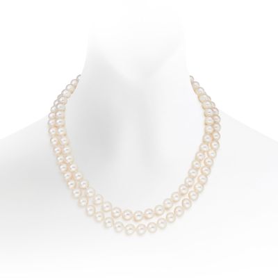 Classic Double Row White Freshwater Pearl Necklace-1