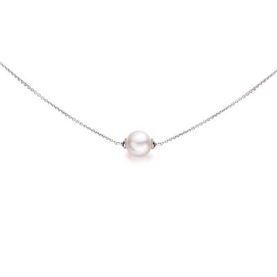 Classic Single Freshwater Pearl Necklace with White Gold Chain-1