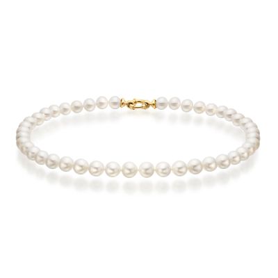 Luxury White Freshwater Pearl Necklace in Gold