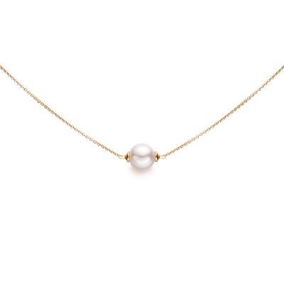 Classic Single Freshwater Pearl Necklace with Yellow Gold Chain-1