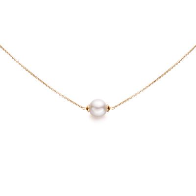 Classic Single Freshwater Pearl Necklace with Yellow Gold Chain-1