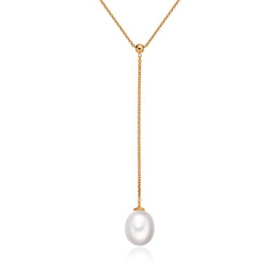 White Freshwater Pearl Lariat in Rose Gold-FPWDRG1162-1