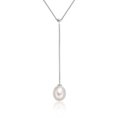 Freshwater Pearl Lariat in White Gold-1