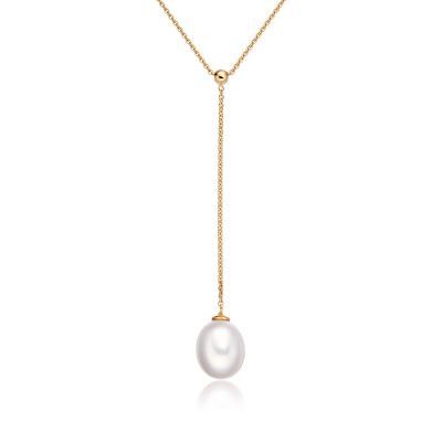 Freshwater Pearl Lariat in Yellow Gold-1