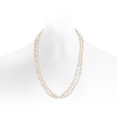 Long White Freshwater Pearl Rope Necklace with Silver-FSWRSS0072-1