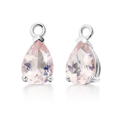 Mythologie Rose Quartz Leverback Drops in White Gold-GELPWG1037-1