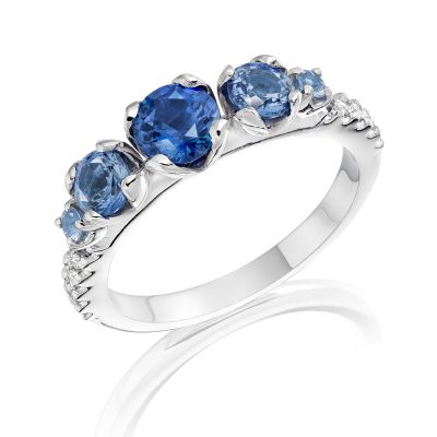 Lief Blue Sapphire and Diamond Ring in White Gold