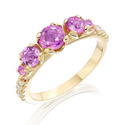 Lief Pink Sapphire and Diamond Ring in Yellow Gold