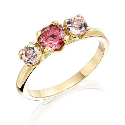 Lief Pink Tourmaline and Morganite Ring in Yellow Gold