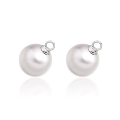 Pair of White South Sea Pearls for White Gold Leverback Earrings